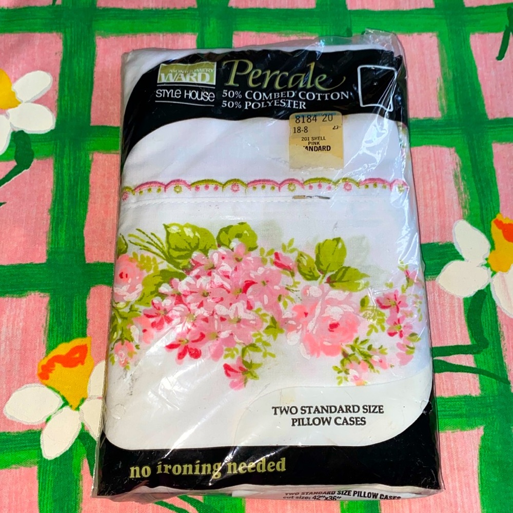 Vintage Montgomery Ward Percale two standard size pillowcases